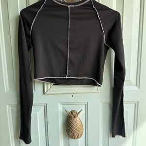 SHEIN Black Contrast Stitch Crop Top